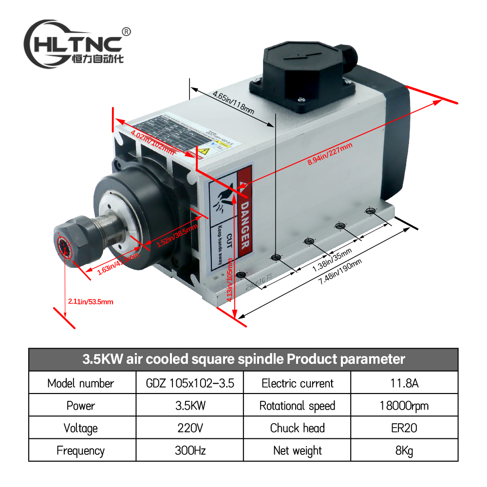 3.5KW ER20 220VSquare Fly-edge - Cnc Spindle Motor recension och pris