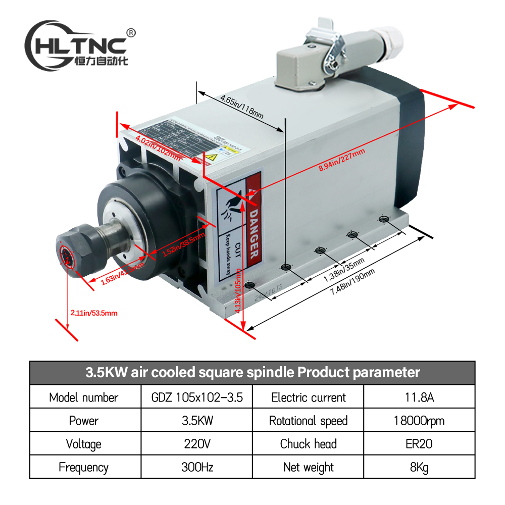 3.5KW ER20 220VSquare Fly-edge - Cnc Spindle Motor recension och pris